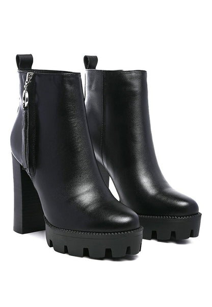 MISTRESS HIGH BLOCK HEELED CHUNKY LEATHER BOOT - Tigbul's Variety Fashion Shop