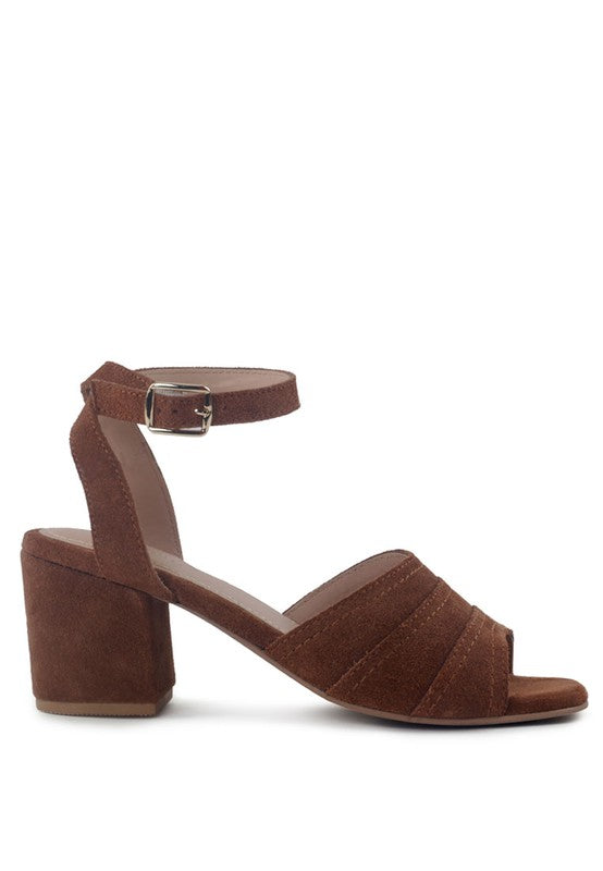 MON BEAU FINE SUEDE BLOCK HEELED SANDAL - Tigbuls Variety Fashion