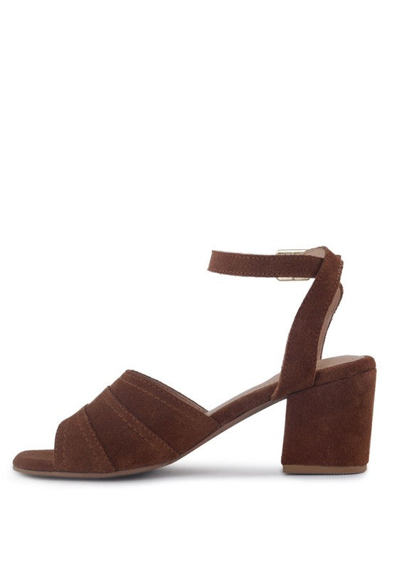 MON BEAU FINE SUEDE BLOCK HEELED SANDAL - Tigbuls Variety Fashion