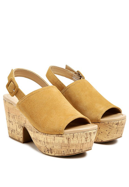 VENDELA LEATHER SLINGBACK PLATFORM SANDAL IN TAN - Tigbuls Variety Fashion