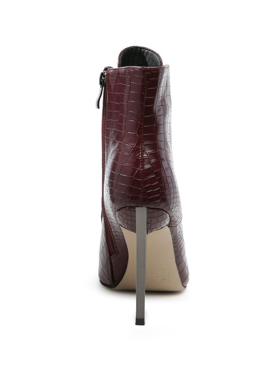 ESCALA CROC LACE-UP STILETTO BOOT - Tigbul's Variety Fashion Shop