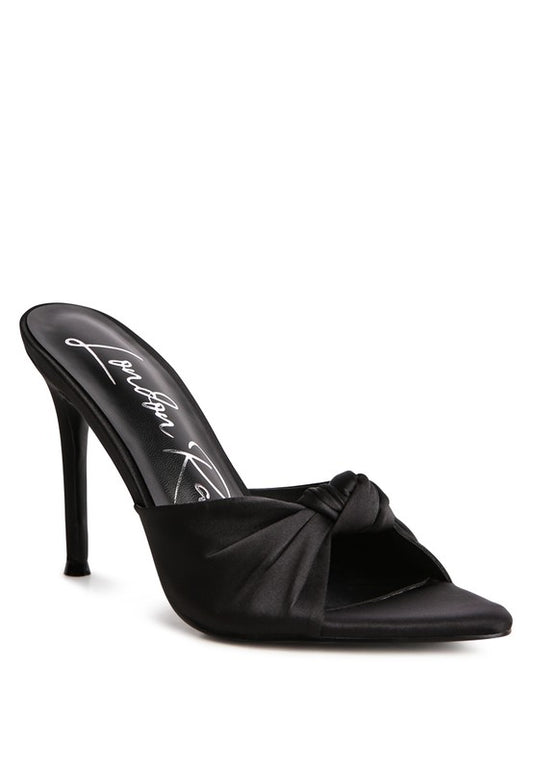 FIRST CRUSH SATIN KNOT HIGH HEELED SANDALS - Tigbul's Variety Fashion Shop