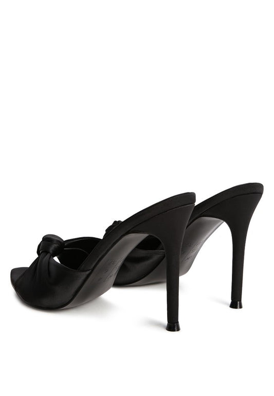 FIRST CRUSH SATIN KNOT HIGH HEELED SANDALS - Tigbul's Variety Fashion Shop