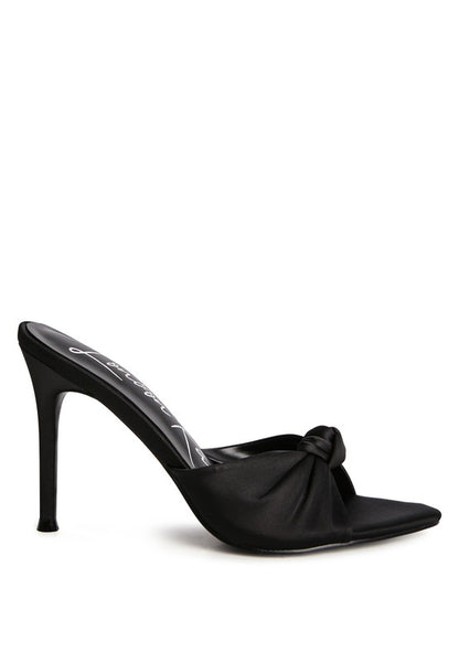 FIRST CRUSH SATIN KNOT HIGH HEELED SANDALS - Tigbul's Variety Fashion Shop