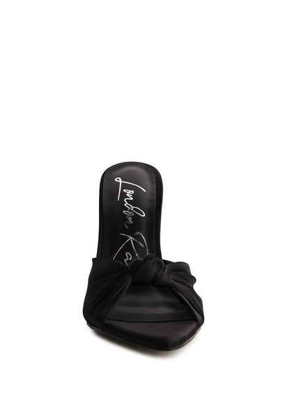FIRST CRUSH SATIN KNOT HIGH HEELED SANDALS - Tigbul's Variety Fashion Shop