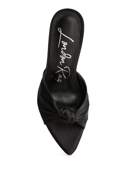 FIRST CRUSH SATIN KNOT HIGH HEELED SANDALS - Tigbul's Variety Fashion Shop