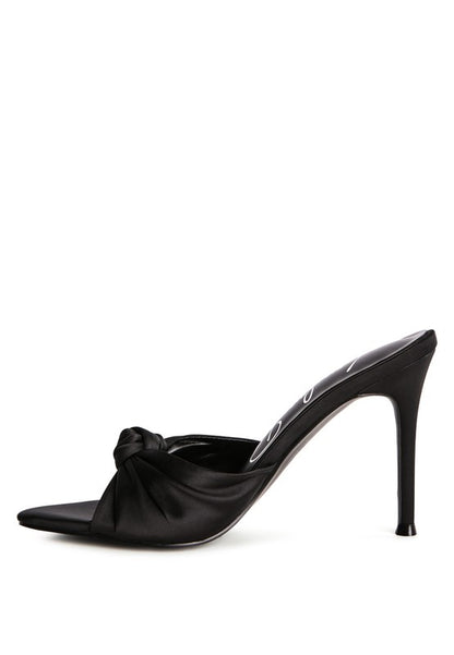 FIRST CRUSH SATIN KNOT HIGH HEELED SANDALS - Tigbul's Variety Fashion Shop