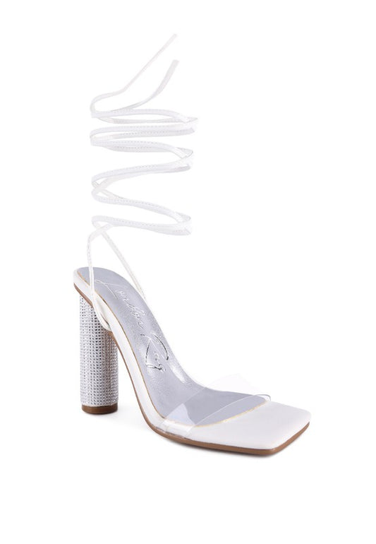 SCANSTA LACE UP DIAMANTE HIGH HEEL SANDAL - Tigbul's Variety Fashion Shop