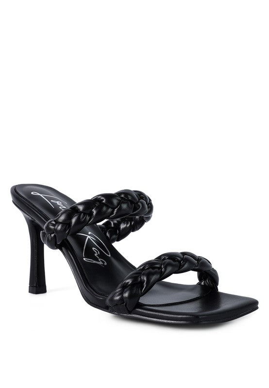 Beladona Braided Strap Mid Heel Sandals - Tigbul's Variety Fashion Shop