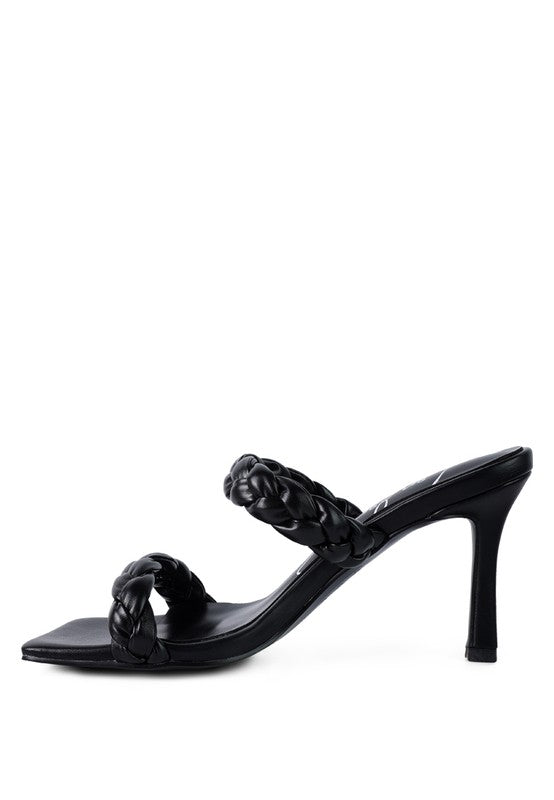 Beladona Braided Strap Mid Heel Sandals - Tigbul's Variety Fashion Shop