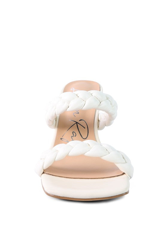 Beladona Braided Strap Mid Heel Sandals - Tigbul's Variety Fashion Shop