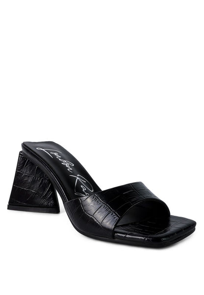 TRINITY TRIANGLE BLOCK HEELED CROC SANDALS - Tigbul's Variety Fashion Shop