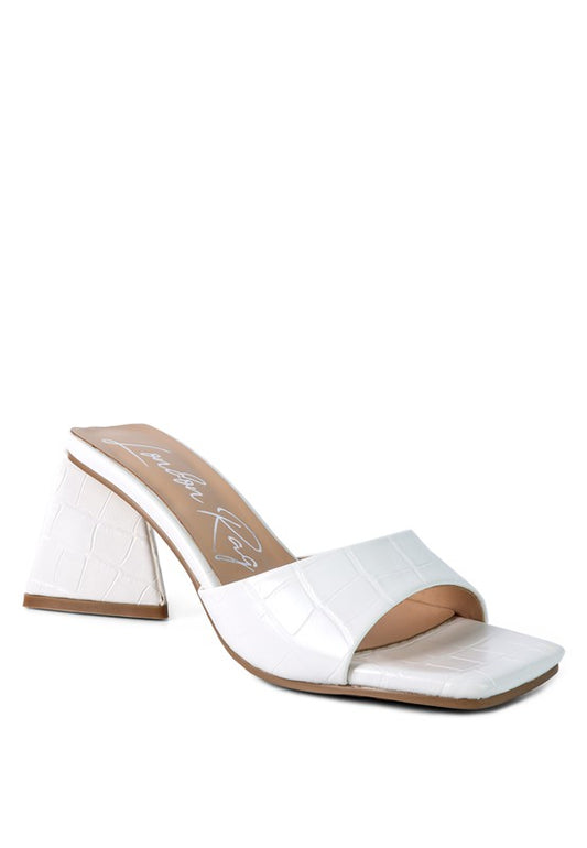TRINITY TRIANGLE BLOCK HEELED CROC SANDALS - Tigbul's Variety Fashion Shop