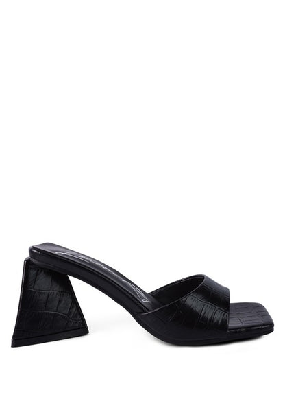 TRINITY TRIANGLE BLOCK HEELED CROC SANDALS - Tigbul's Variety Fashion Shop