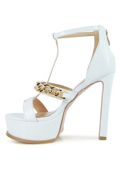 Bonita Metal Chain Zip Up Sandals - Tigbul's Variety Fashion Shop