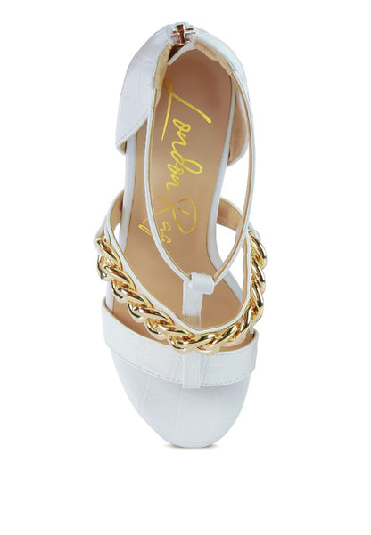 Bonita Metal Chain Zip Up Sandals - Tigbul's Variety Fashion Shop