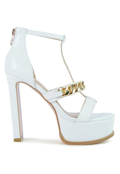 Bonita Metal Chain Zip Up Sandals - Tigbul's Variety Fashion Shop