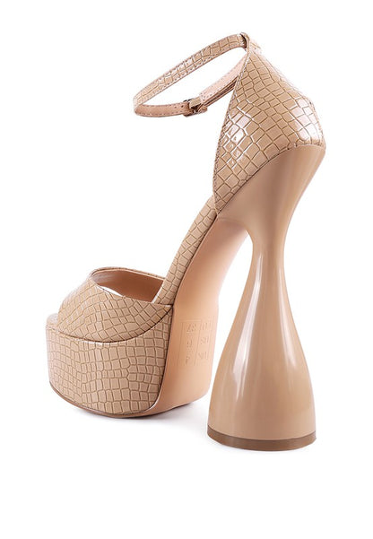 Faux Patent Croc Ultra High Platform Sandals - Tigbul's Variety Fashion Shop