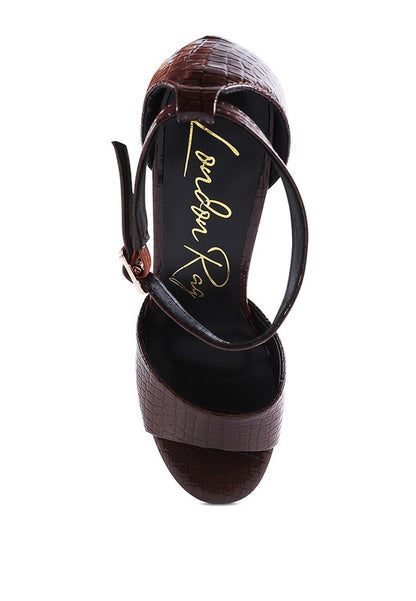 Faux Patent Croc Ultra High Platform Sandals - Tigbul's Variety Fashion Shop