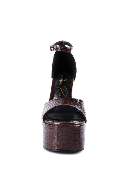 Faux Patent Croc Ultra High Platform Sandals - Tigbul's Variety Fashion Shop