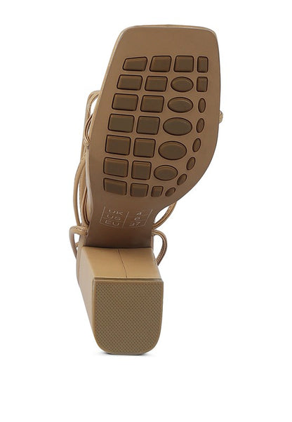 Piri Toe Ring Tie Up Block Heel Sandals - Tigbul's Variety Fashion Shop