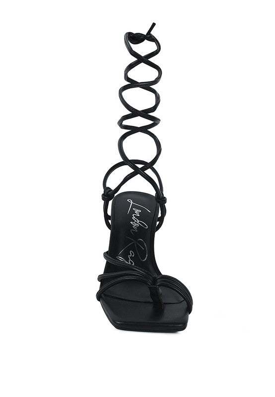 Piri Toe Ring Tie Up Block Heel Sandals - Tigbul's Variety Fashion Shop
