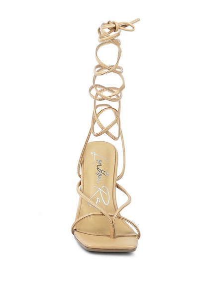 Piri Toe Ring Tie Up Block Heel Sandals - Tigbul's Variety Fashion Shop