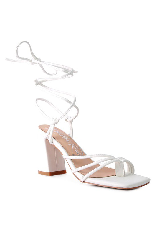 Piri Toe Ring Tie Up Block Heel Sandals - Tigbul's Variety Fashion Shop