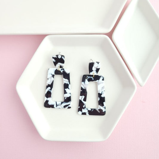 Avery Earrings -  Black & White - Tigbul's Variety Fashion Shop