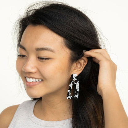 Avery Earrings -  Black & White - Tigbul's Variety Fashion Shop