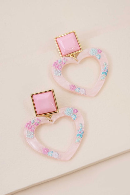 Pink Lucy Heart Earrings - Tigbuls Variety Fashion