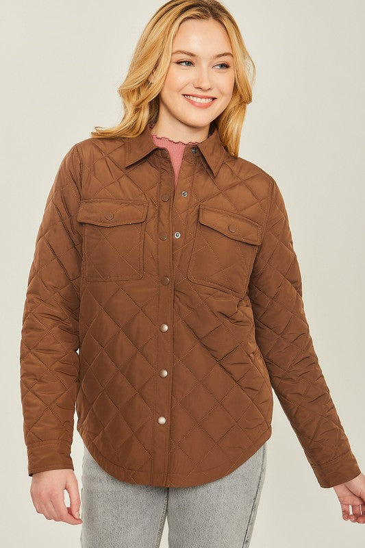 Woven Solid Bust Pocket Shacket - Tigbul's Variety Fashion Shop