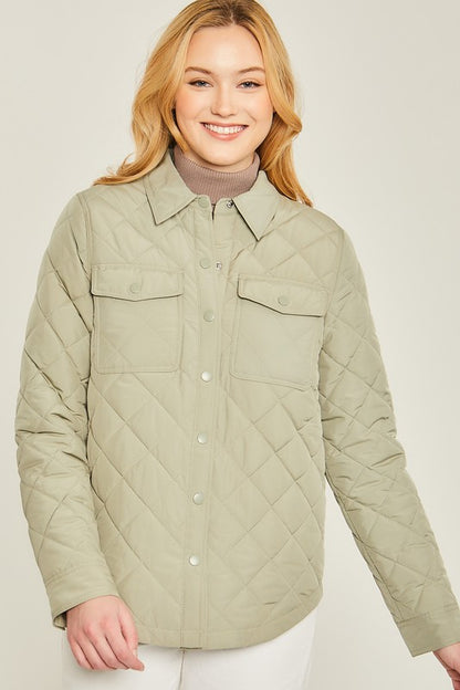 Woven Solid Bust Pocket Shacket - Tigbul's Variety Fashion Shop