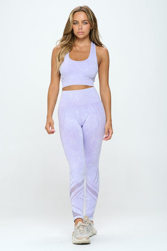 Seamless Two Piece Yoga mineral washed active set - Tigbuls Variety Fashion