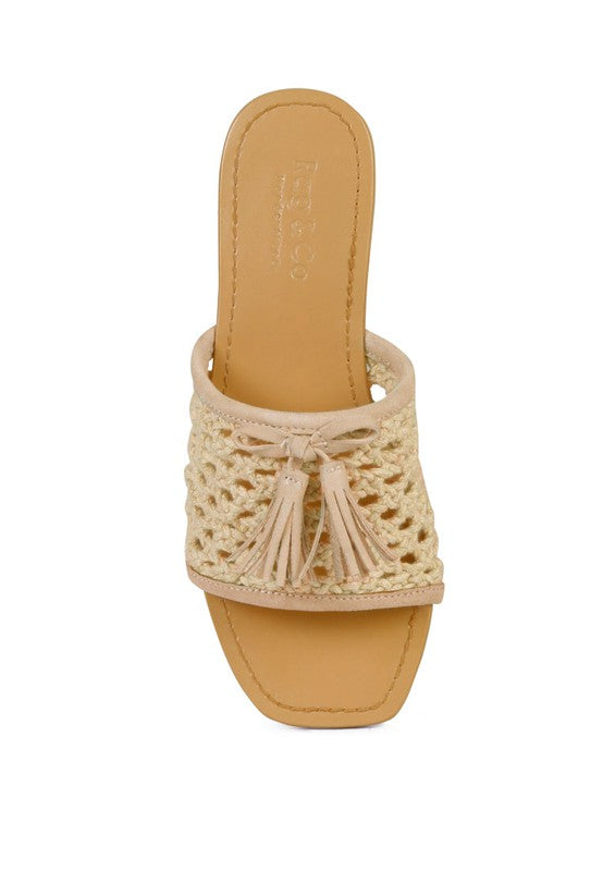 CEDAR HANDWOVEN NATURAL TASSEL FLATS - Tigbuls Variety Fashion