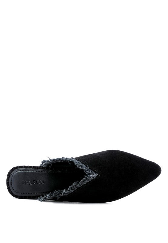 MOLLY  FRAYED LEATHER MULES - Tigbuls Variety Fashion