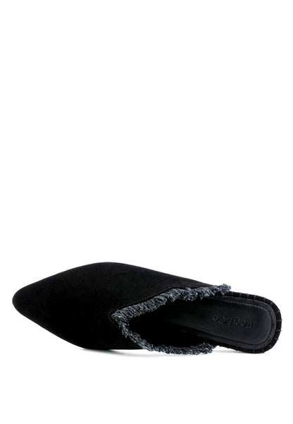 MOLLY  FRAYED LEATHER MULES - Tigbuls Variety Fashion