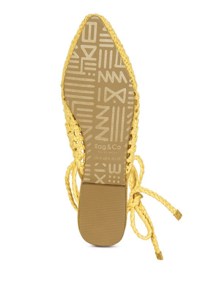 BARTSI HANDWOVEN COTTON TIE UP MULE FLATS - Tigbul's Variety Fashion Shop