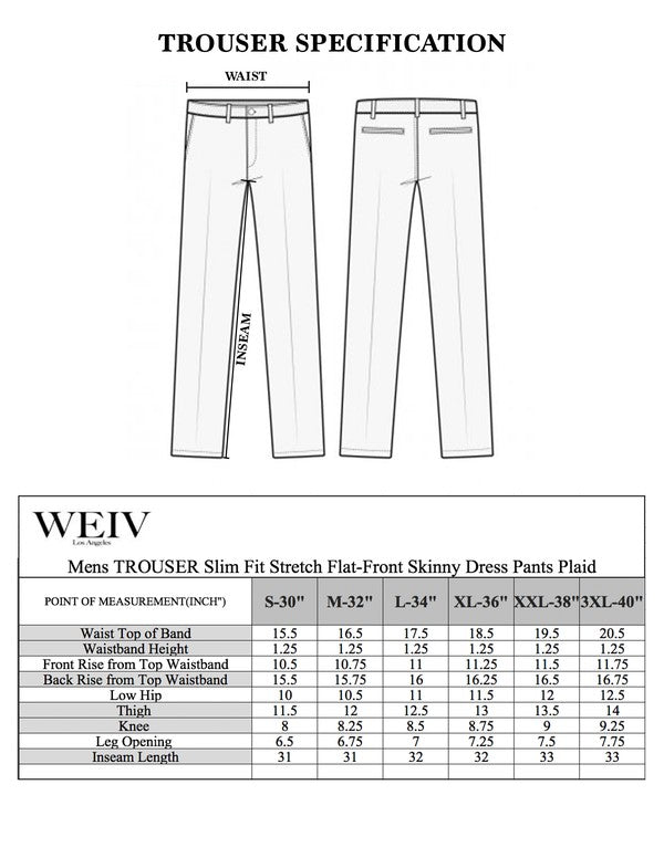 Weiv Men's Brown Plaid Slim Fit Trouser Pants - Tigbul's Variety Fashion Shop