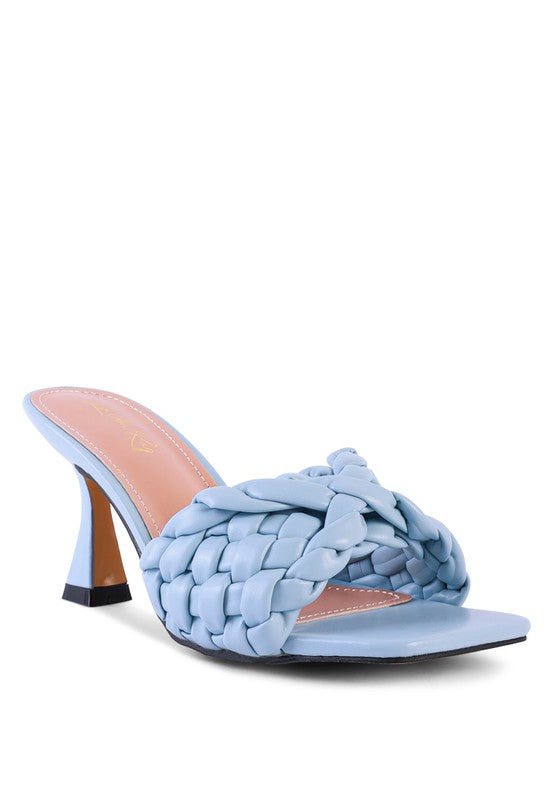 CELIE WOVEN STRAP MID HEEL SANDALS - Tigbul's Variety Fashion Shop