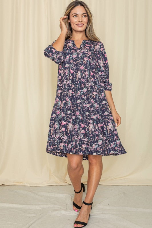 Floral Notch Neck Midi Dress - Tigbuls Variety Fashion