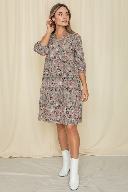 Floral Notch Neck Midi Dress - Tigbuls Variety Fashion