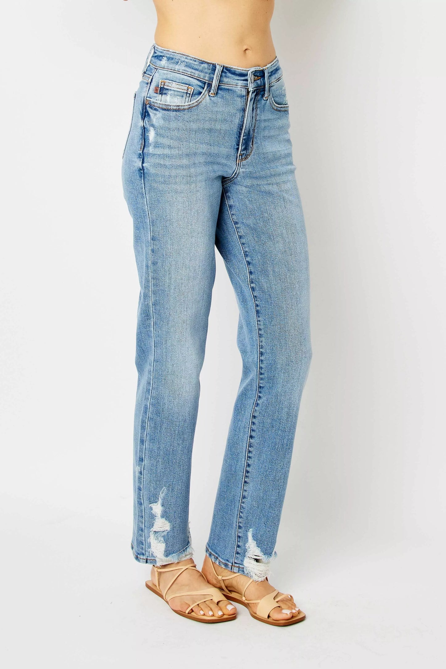 Judy Blue Full Size High Waist Straight Jeans with Heavy Destroy Plus Size - Tigbul's Variety Fashion Shop