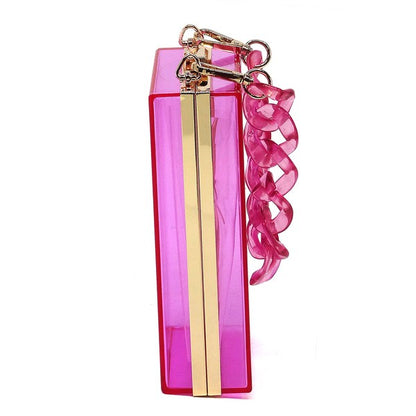 Acrylic Chain Handle See Thru Crossbody Clutch - Tigbul's Variety Fashion Shop