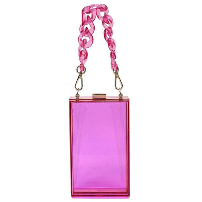 Acrylic Chain Handle See Thru Crossbody Clutch - Tigbul's Variety Fashion Shop