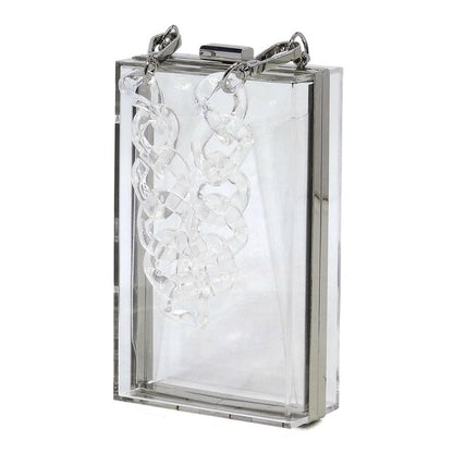 Acrylic Chain Handle See Thru Crossbody Clutch - Tigbul's Variety Fashion Shop