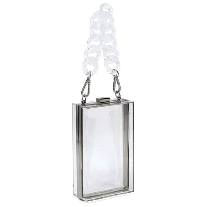 Acrylic Chain Handle See Thru Crossbody Clutch - Tigbul's Variety Fashion Shop