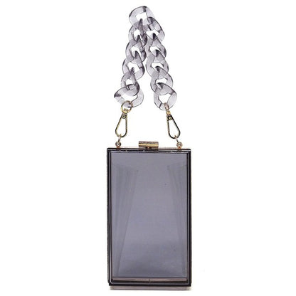 Acrylic Chain Handle See Thru Crossbody Clutch - Tigbul's Variety Fashion Shop