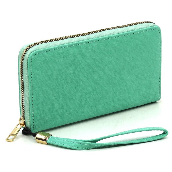 Saffiano Zip Around Wallet Wristlet - Tigbul's Variety Fashion Shop