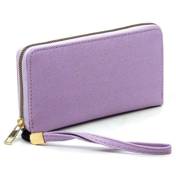 Saffiano Zip Around Wallet Wristlet - Tigbul's Variety Fashion Shop